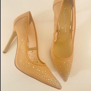Jessica Simpson Pylise Pump Rhinestone Nude NEW